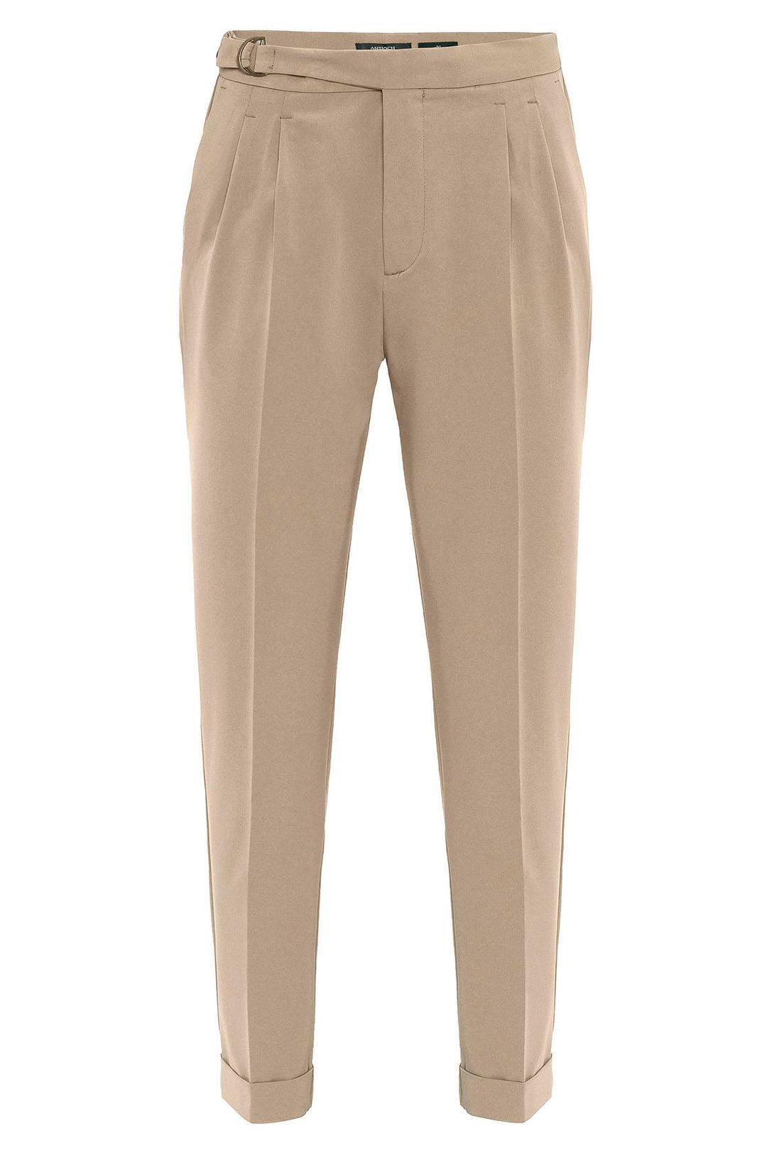 Pantalon Plissé Beige Taille Haute Ceinturé Homme - Wessi
