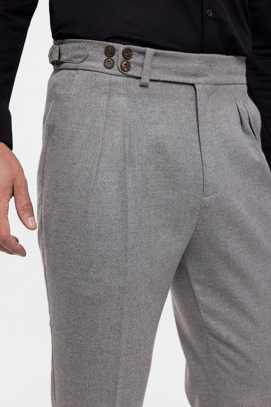 Men's Grey Wool Look High Waist Pleated Pants - Wessi – Wessi