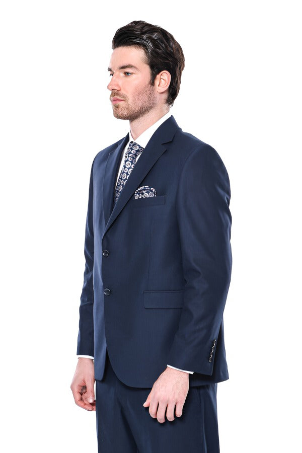 4 Drop Navy Blue Polyviscose Suit | Wessi - Wessi