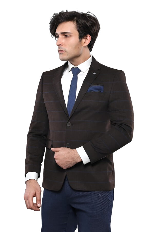 4 Drop Regular Cut Brown Men Blazer - Wessi