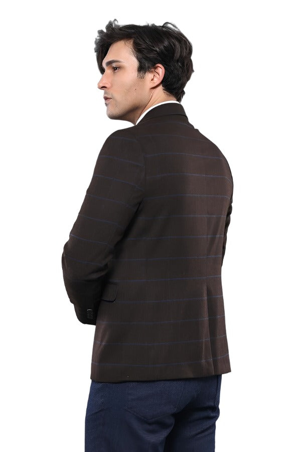 4 Drop Regular Cut Brown Men Blazer - Wessi