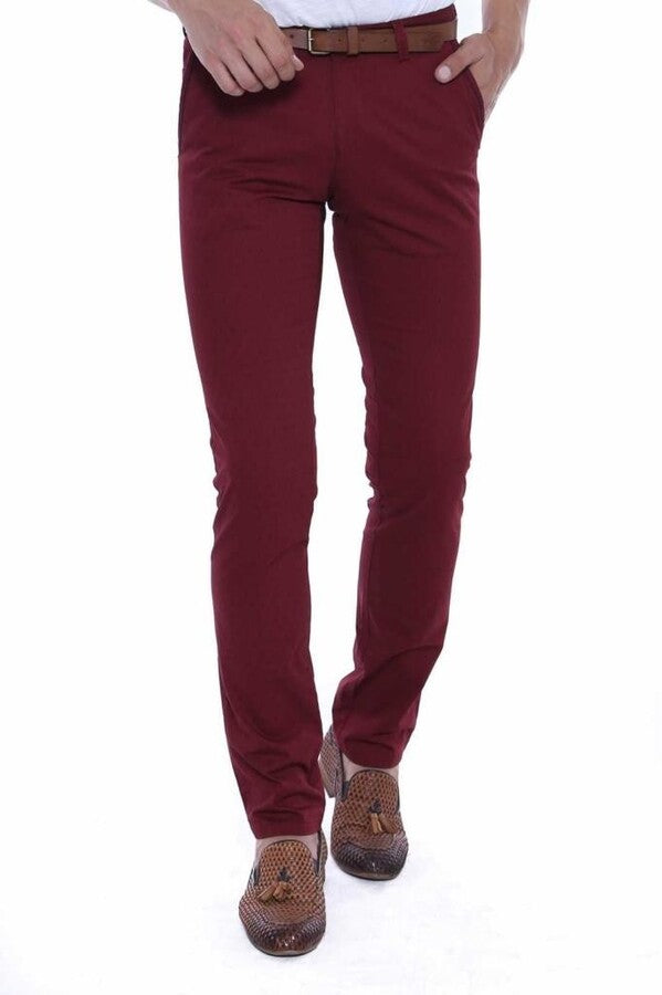 Pantaloni da uomo bordeaux fantasia 5 tasche - Wessi