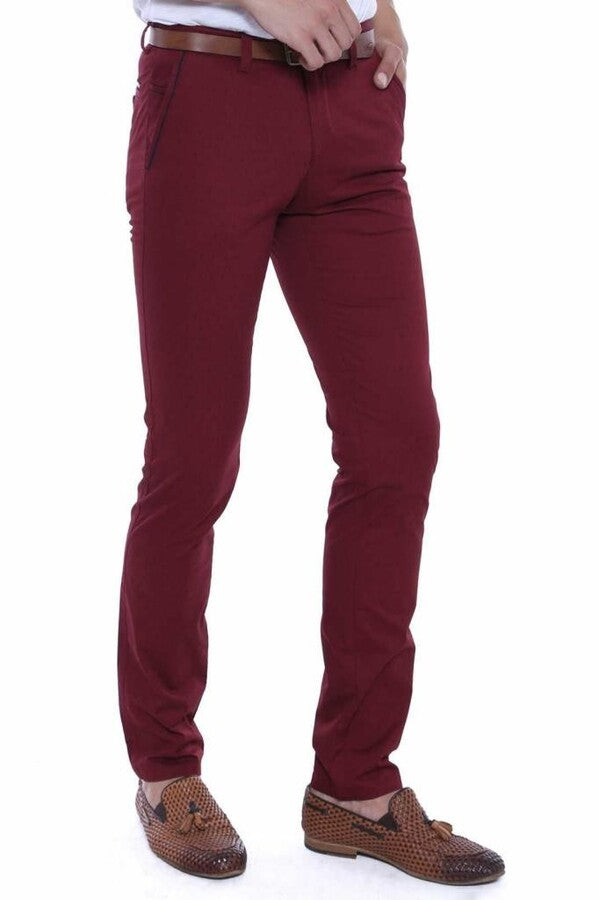 Pantaloni da uomo bordeaux fantasia 5 tasche - Wessi
