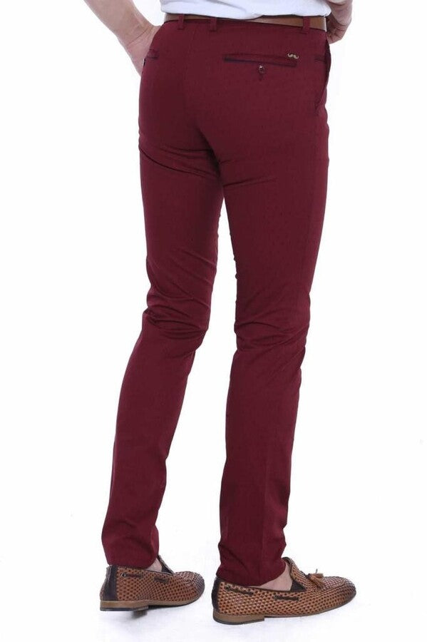 Pantaloni da uomo bordeaux fantasia 5 tasche - Wessi