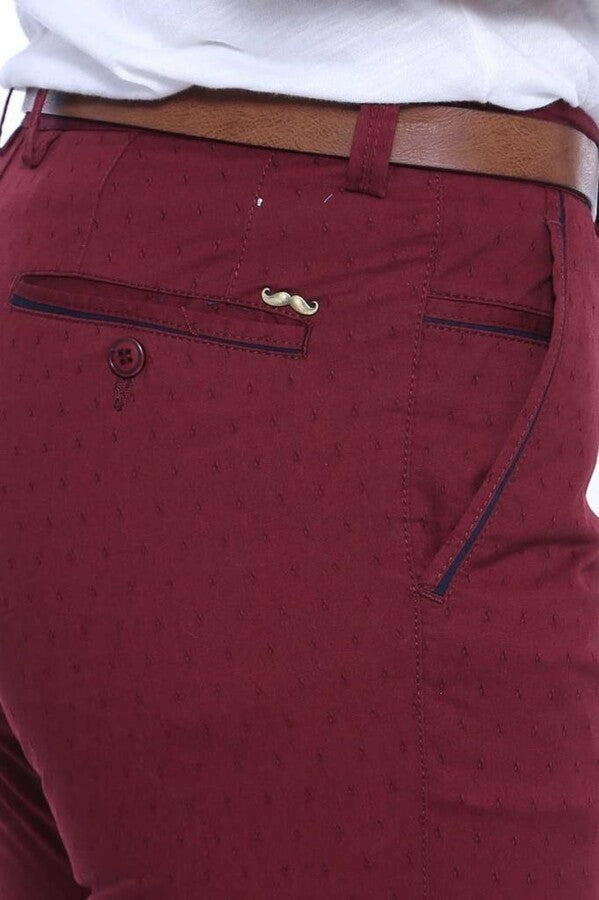 Pantaloni da uomo bordeaux fantasia 5 tasche - Wessi