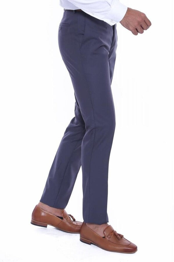 Anthracite Slim Fit Plain Men Pants - Wessi