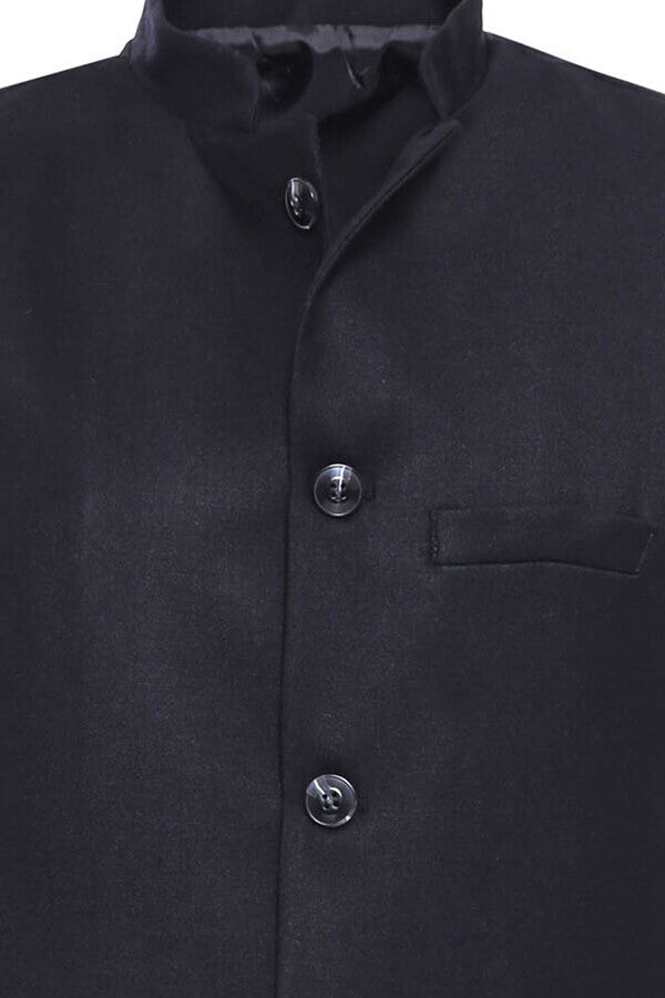Mandarin Collar Cachet Black Men Vest - Wessi
