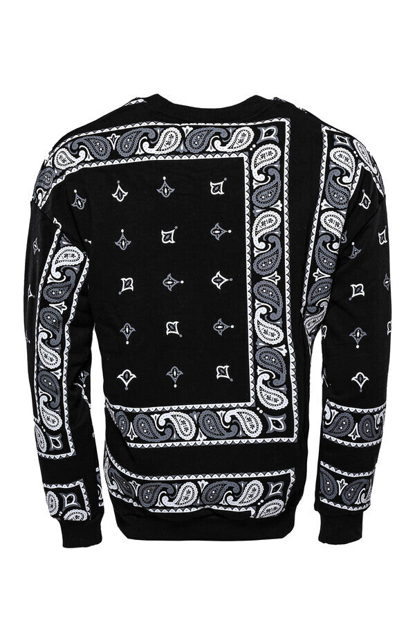 Pull Col Rond Noir à Motifs - Wessi