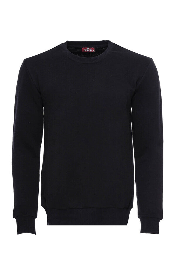 Black Plain Circle Neck Sweatshirt - Wessi