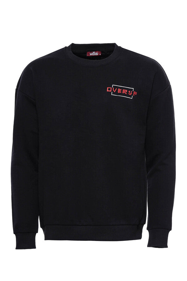 Sweat Noir Imprimé Col Rond - Wessi
