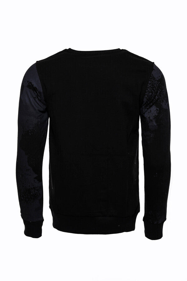 Black Printed Crew Neck Sweatshirt - Wessi
