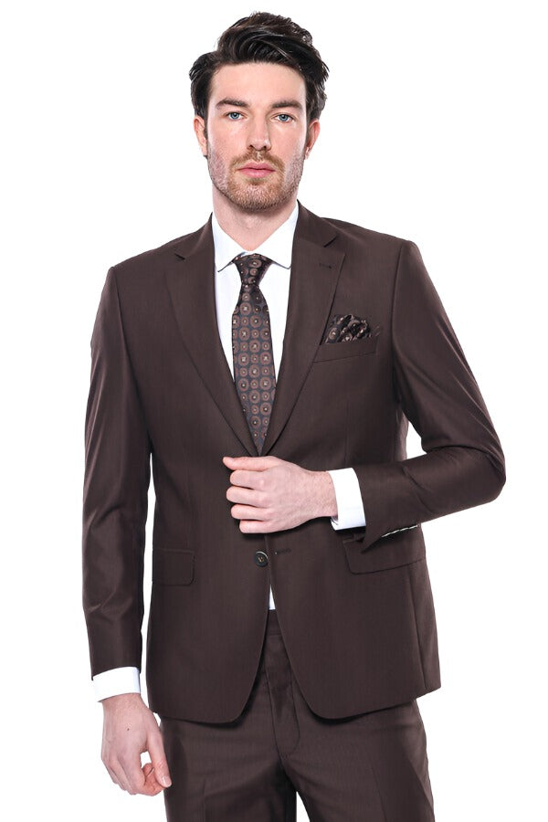 Brown 4 Drop Regular Suit | Wessi