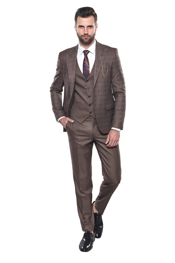 Brown Checked Suit - Wessi