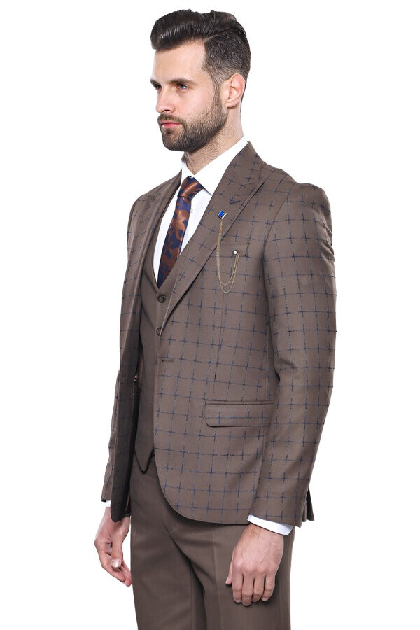 Brown Checked Suit - Wessi