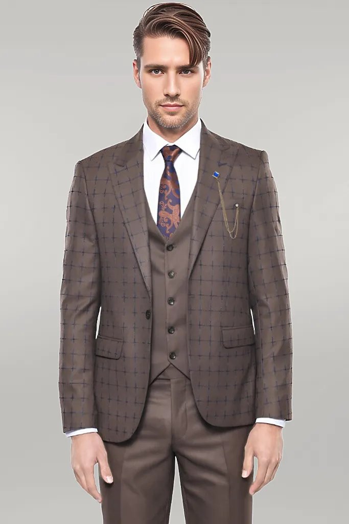 Brown Checked Suit - Wessi