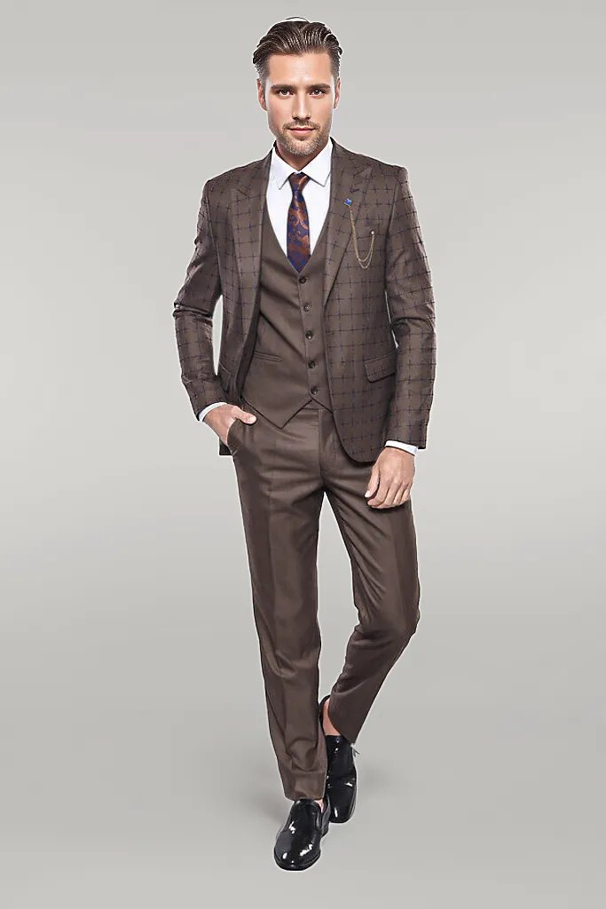 Brown Checked Suit - Wessi