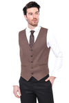 V Neck Tan Men Vest - Wessi