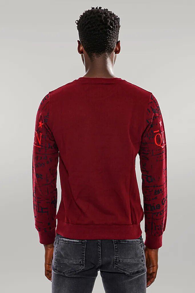 Felpa da uomo slim fit con fantasia bordeaux - Wessi