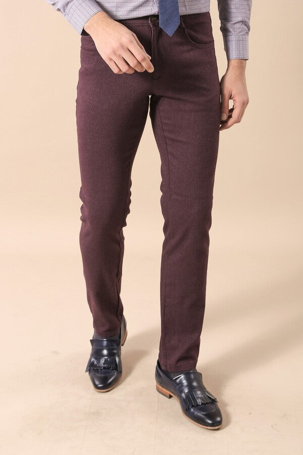 Burgundy Patterned Pants - Wessi