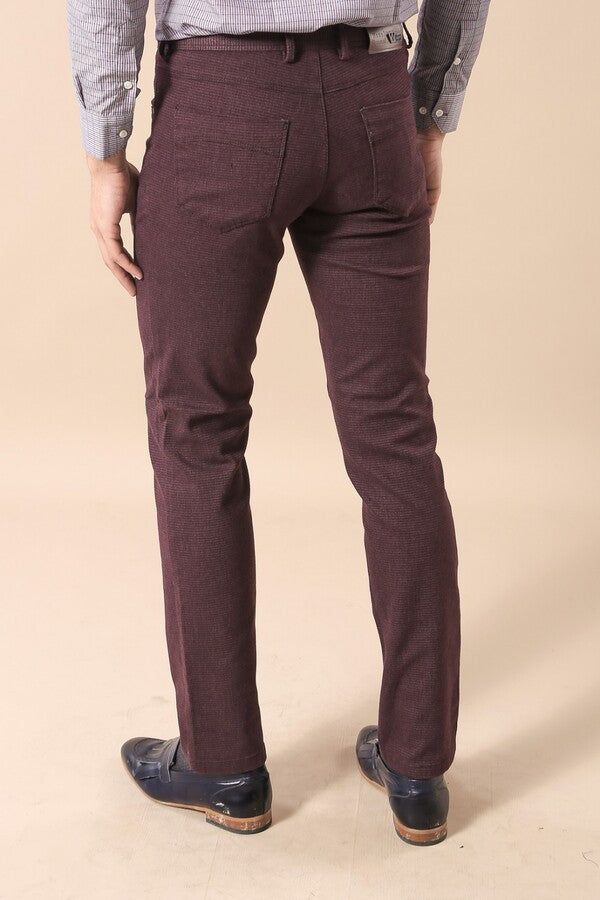 Burgundy Patterned Pants - Wessi