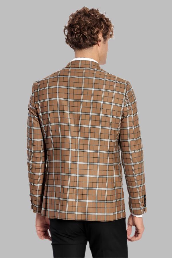 Checked Brown Men Blazer - Wessi