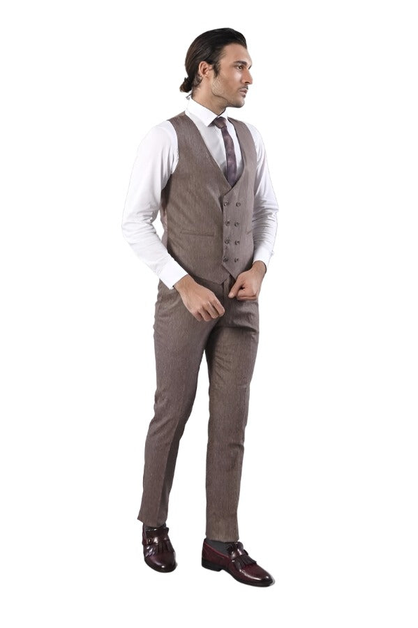 Checked Light Brown Mens Suit | Wessi