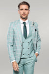 Checked Light Green Vested Suit | Wessi