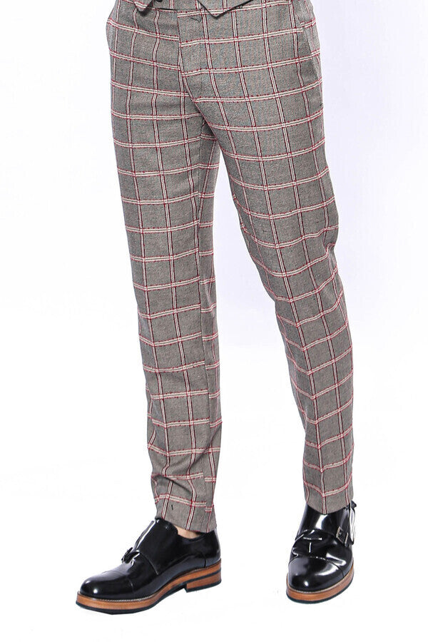 Checked Light Grey Men Pants - Wessi