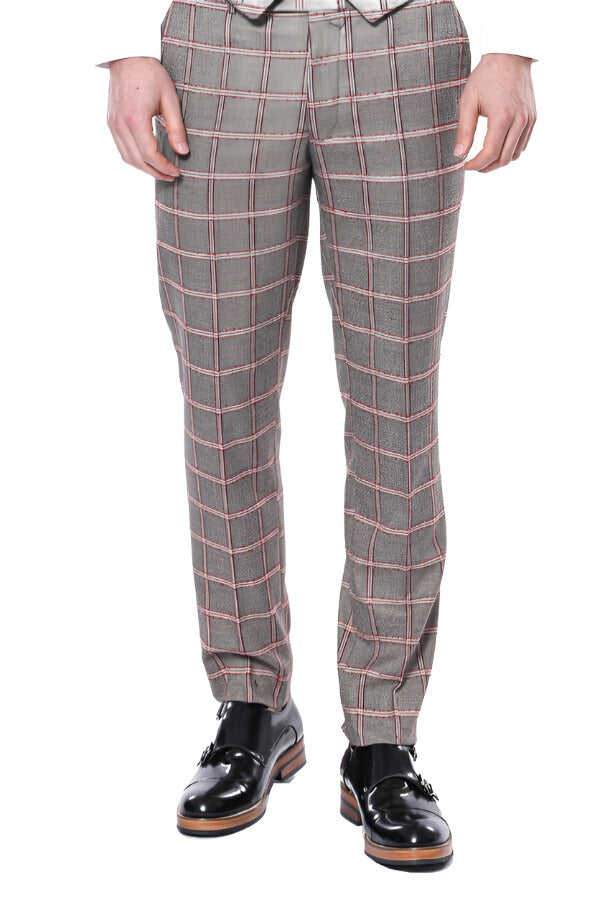 Checked Light Grey Men Pants - Wessi