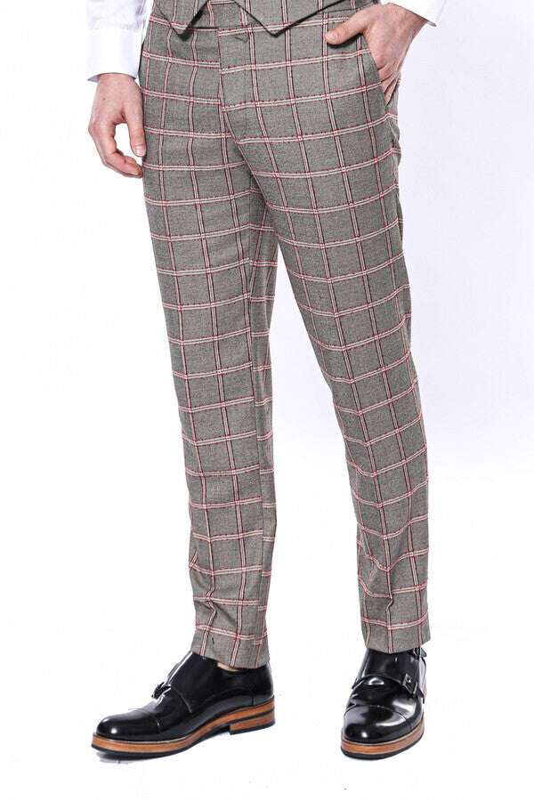 Checked Light Grey Men Pants - Wessi