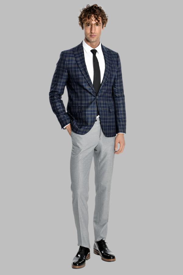 Blazer da uomo blu navy a quadri - Wessi