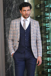 Costume homme coupe slim à carreaux marron - Wessi