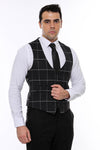 Chaleco Hombre Cuadros Cuello Pico Antracita - Wessi