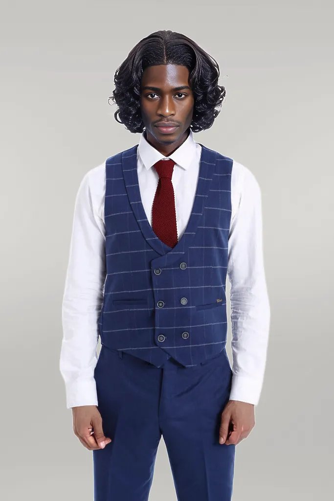 Conjunto Hombre Chaleco Cuadros Pantalón Liso - Wessi
