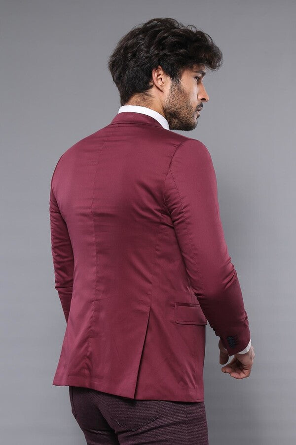 Chest Modeled Slim Fit Burgundy Jacket | Wessi