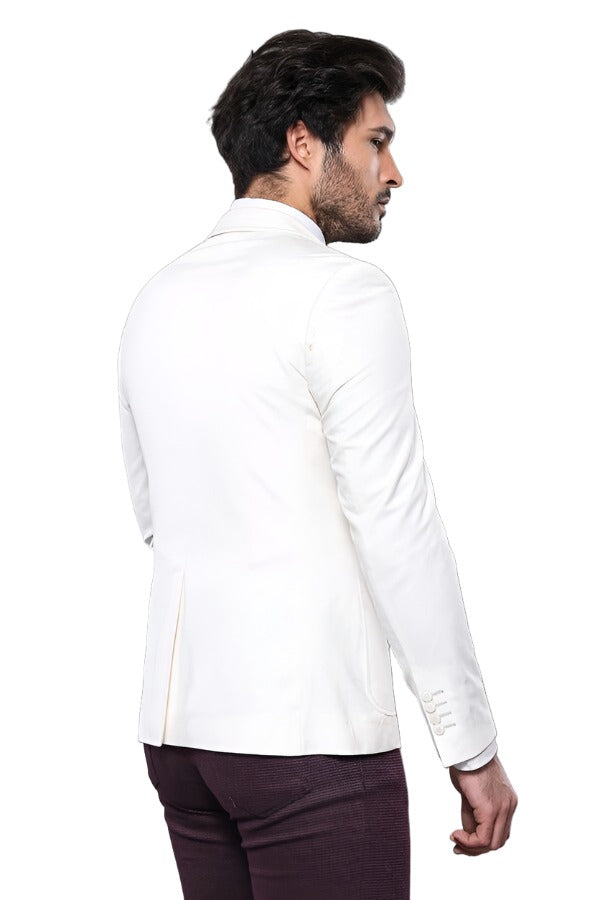 Chest Zippered Detail Cream Linen Jacket | Wessi