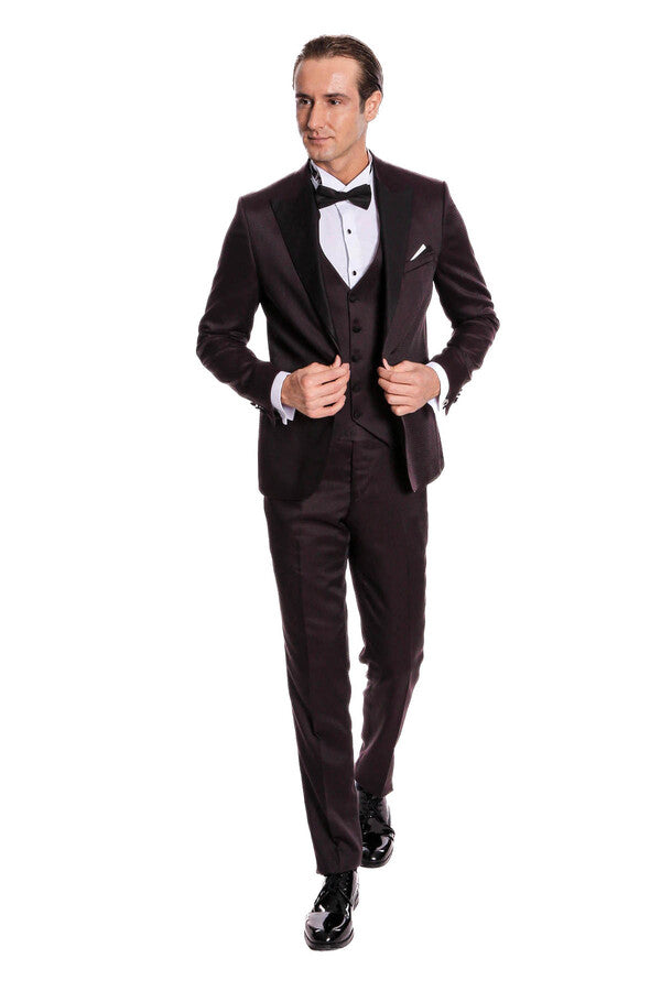 Claret Red and Black Tuxedo for Men | Wessi