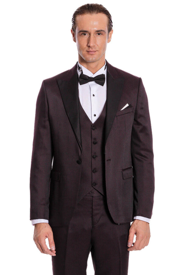 Claret Red and Black Tuxedo for Men | Wessi