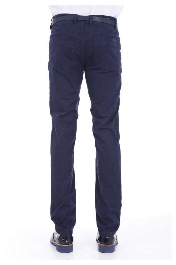 Cotton Five Pockets Navy Blue Men Pants - Wessi