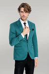 Cotton Slim Fit Plain Green Men Blazer - Wessi