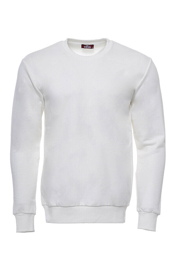 Sweat uni crème à col rond - Wessi