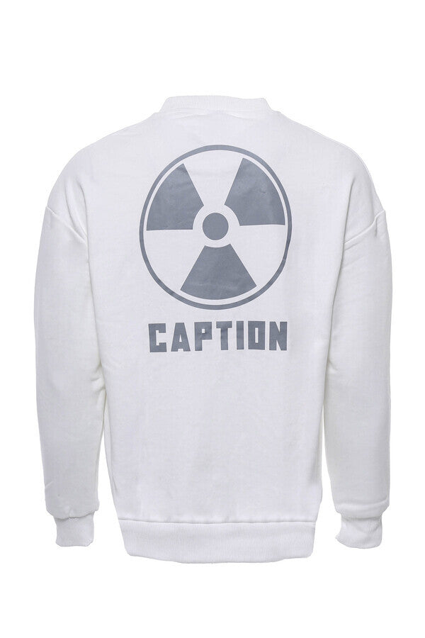 Sudadera Blanca Con Cuello Redondo Estampada En Ambos Lados - Wessi