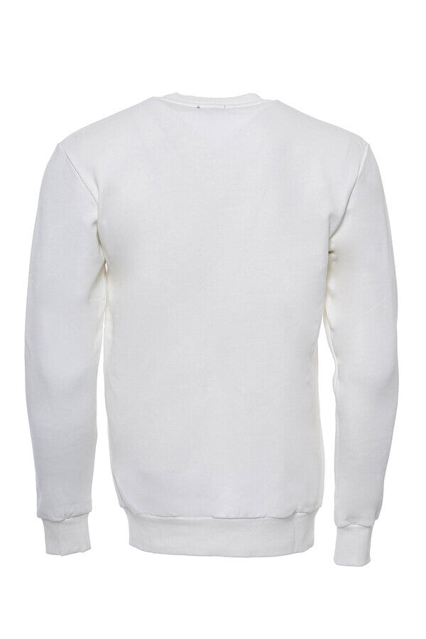 Crew Neck Printed Cream Sweatshirt - Wessi