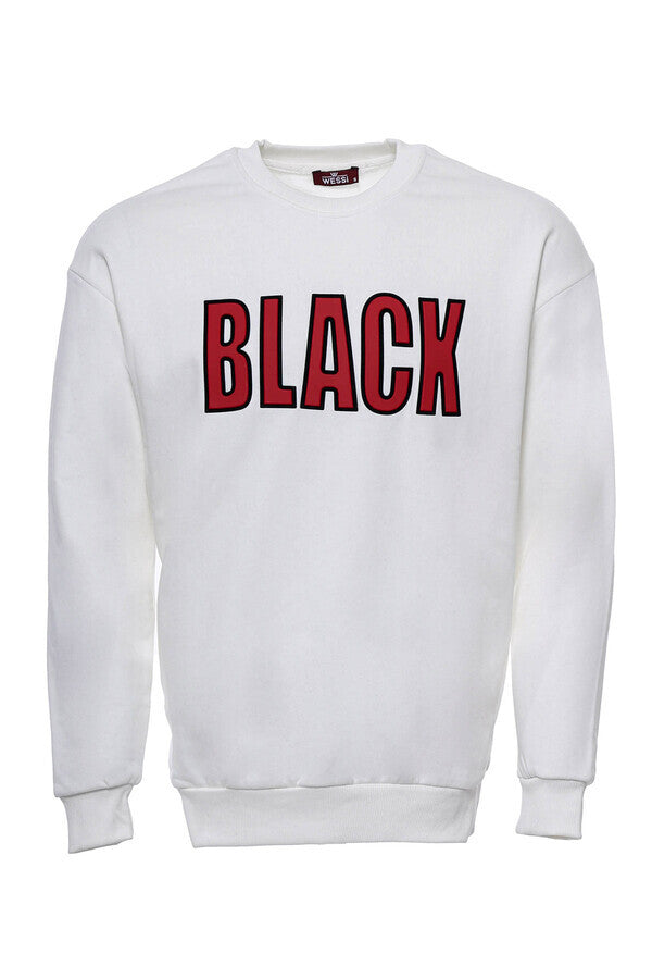 Sweat-shirt Crème Imprimé Col Rond - Wessi