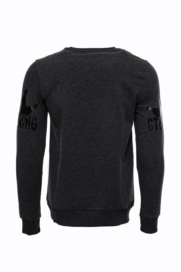 Dark Grey Patterned Slim Fit Sweatshirt - Wessi