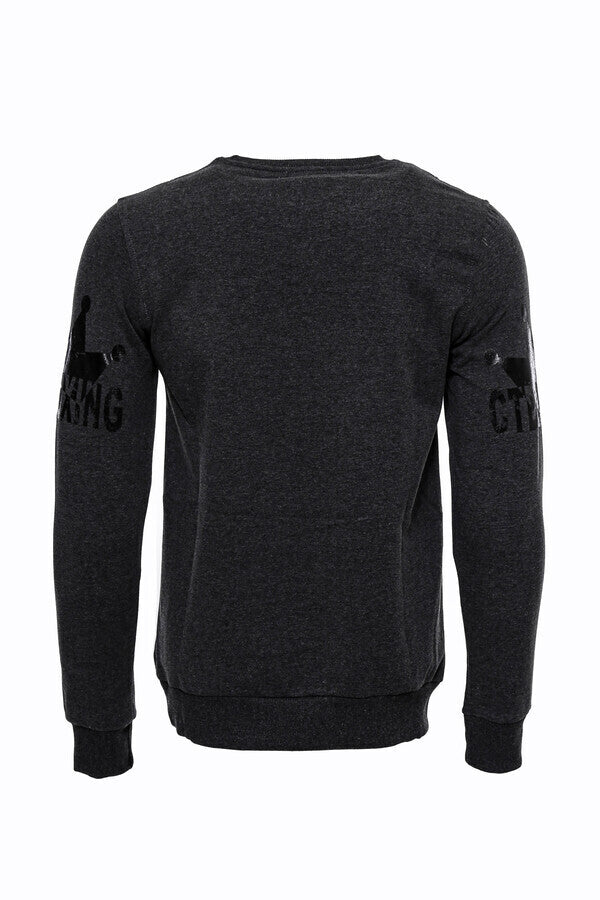 Felpa slim fit con fantasia grigio scuro - Wessi