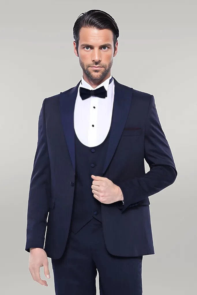 Detachable Lapel Navy Suit | Wessi