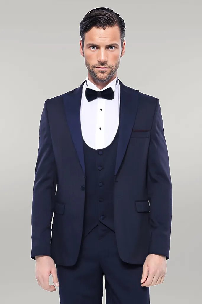 Detachable Lapel Navy Suit | Wessi