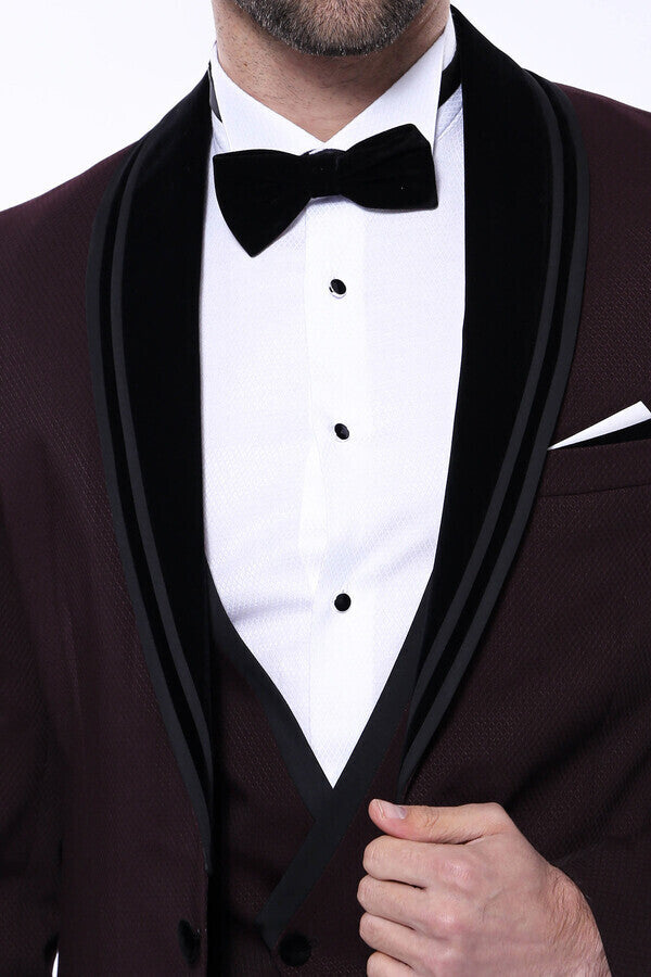 Smoking Bordeaux Revers Amovible En Velours - Wessi