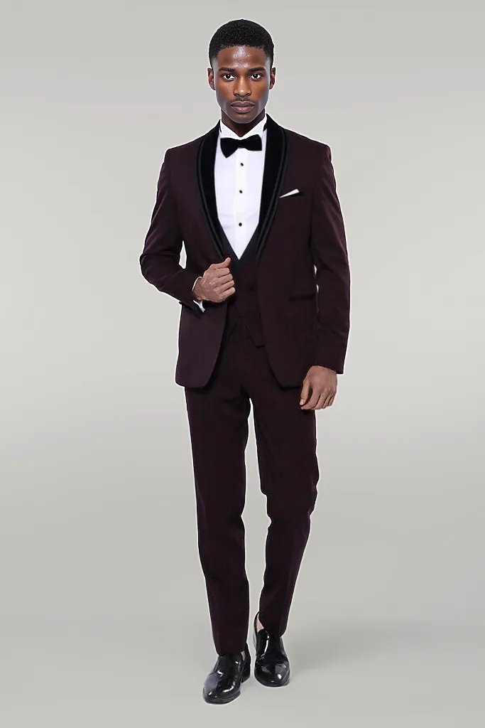 Smoking Bordeaux Revers Amovible En Velours - Wessi